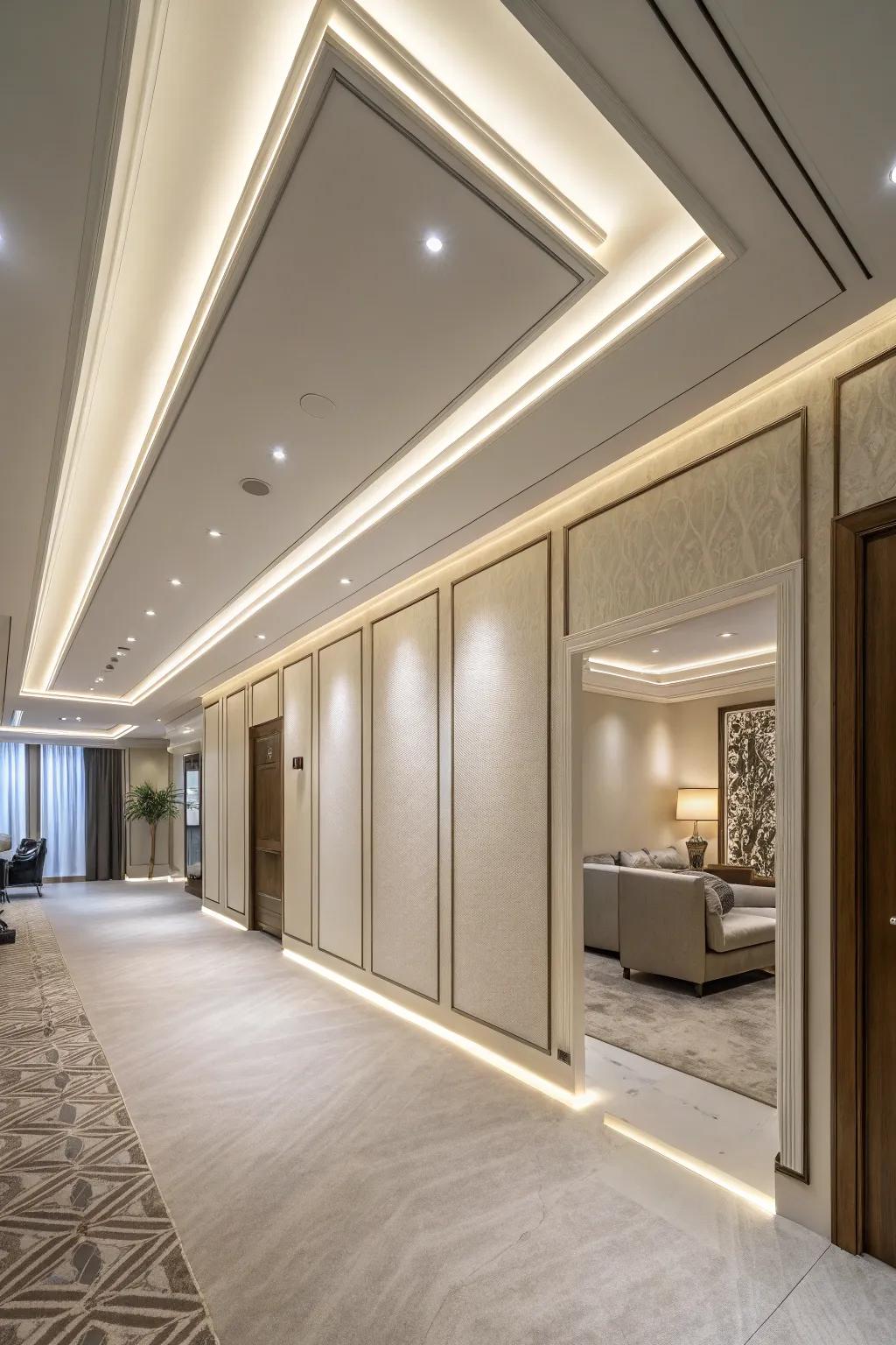 Seamless integration of ceiling and room design elements.