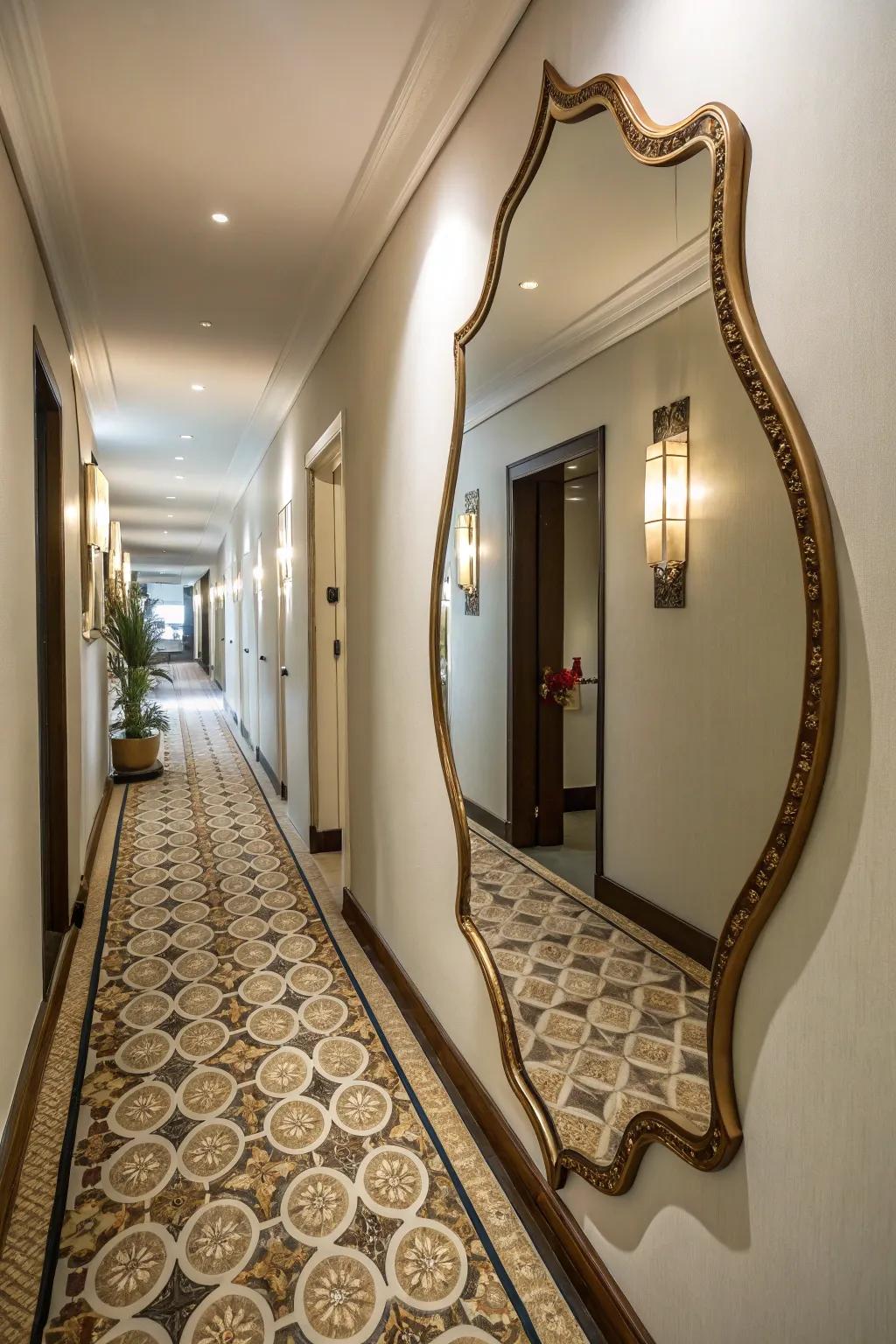 Mirrors with unique shapes add personality and intrigue.