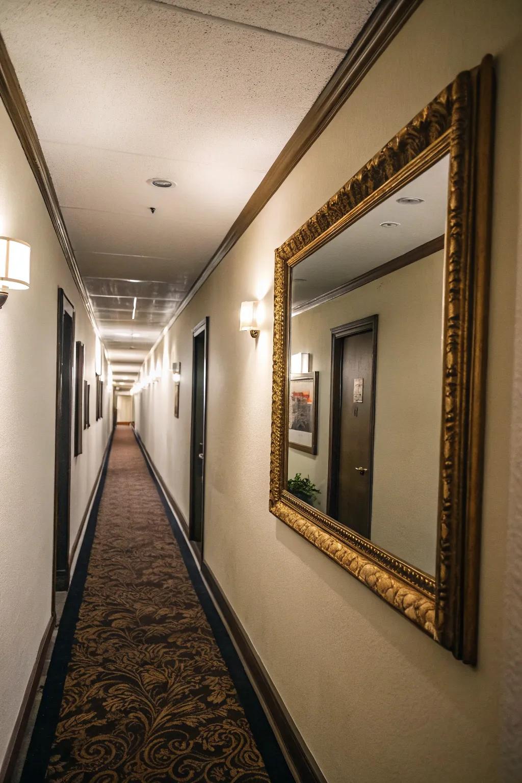 Side wall mirrors increase light and depth in tight spaces.