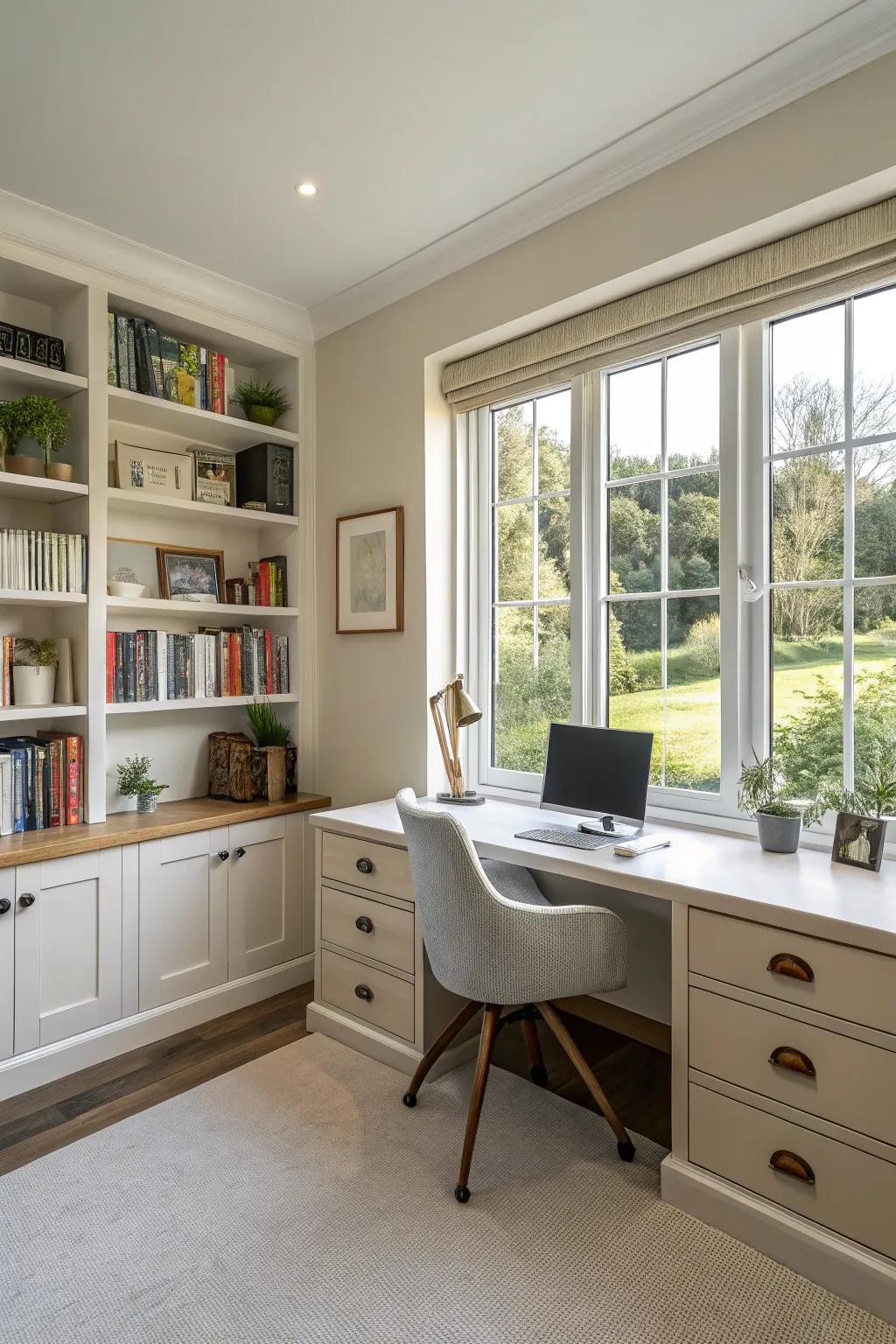 Natural light invigorates the workspace and improves mood.