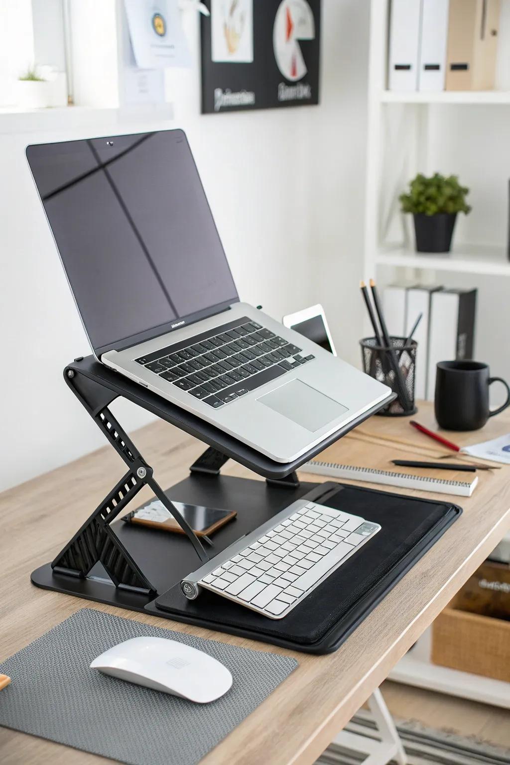 Laptop stands improve posture and reduce strain during long hours.