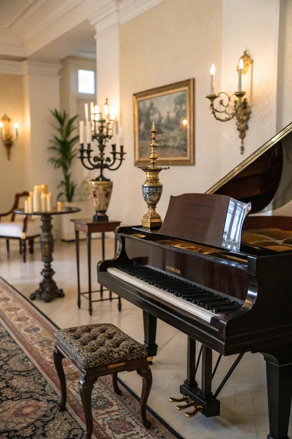 Classic traditional decor around the piano