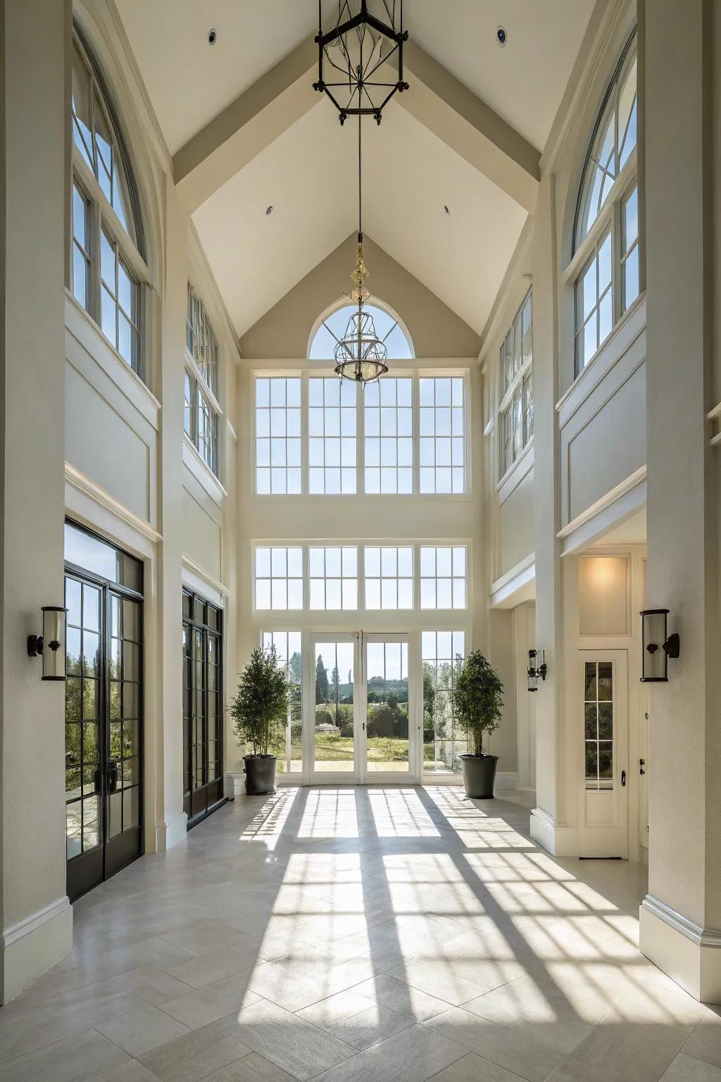 Large windows brighten the entryway with natural light.