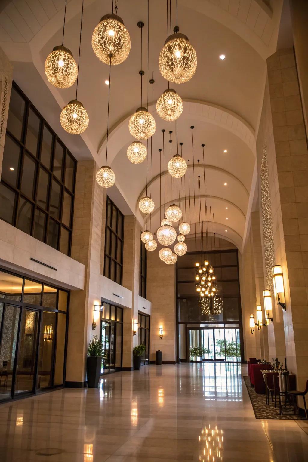 Pendant light clusters add modern style and movement.