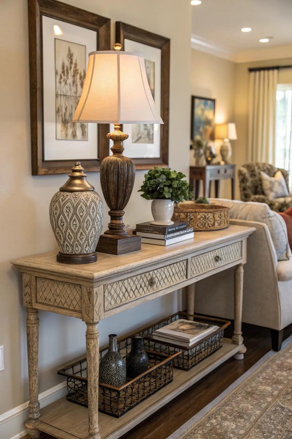 Console table adding elegance and utility.