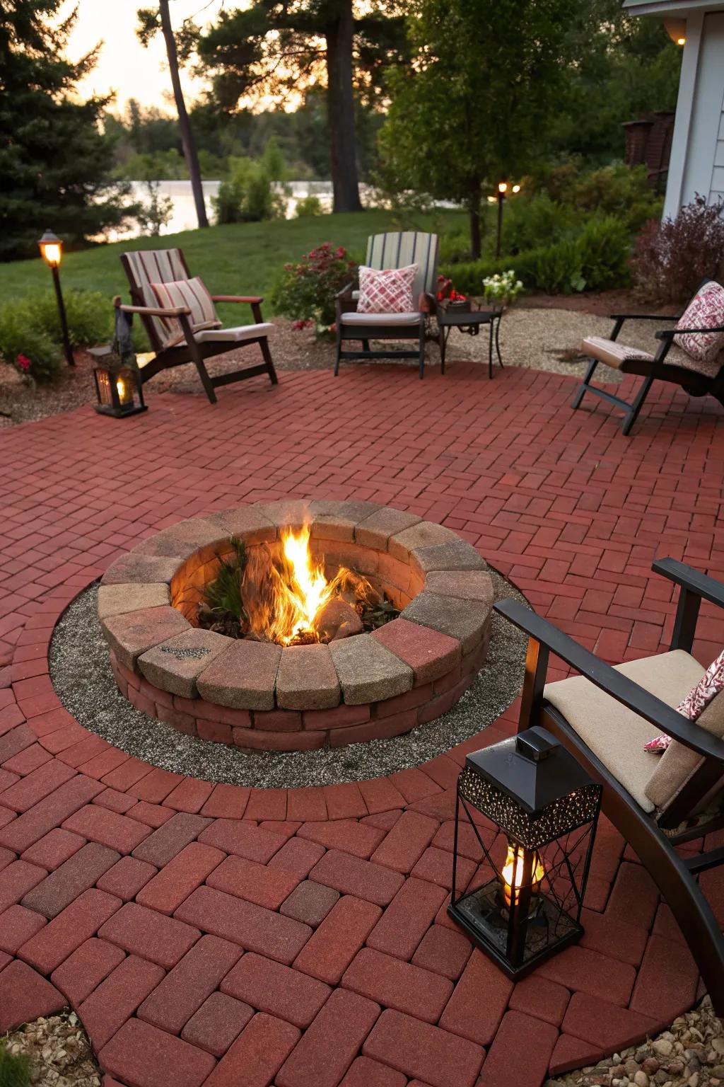 Fire pit creates warmth and a gathering spot on your patio.