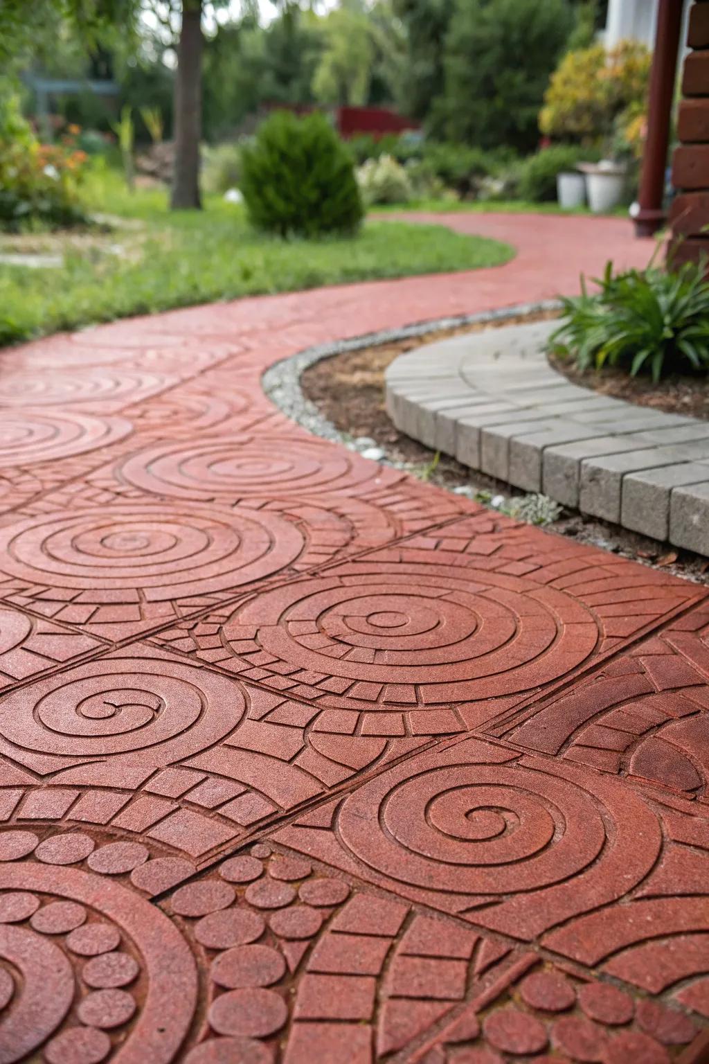 Unique paving patterns add artistic flair to patios.