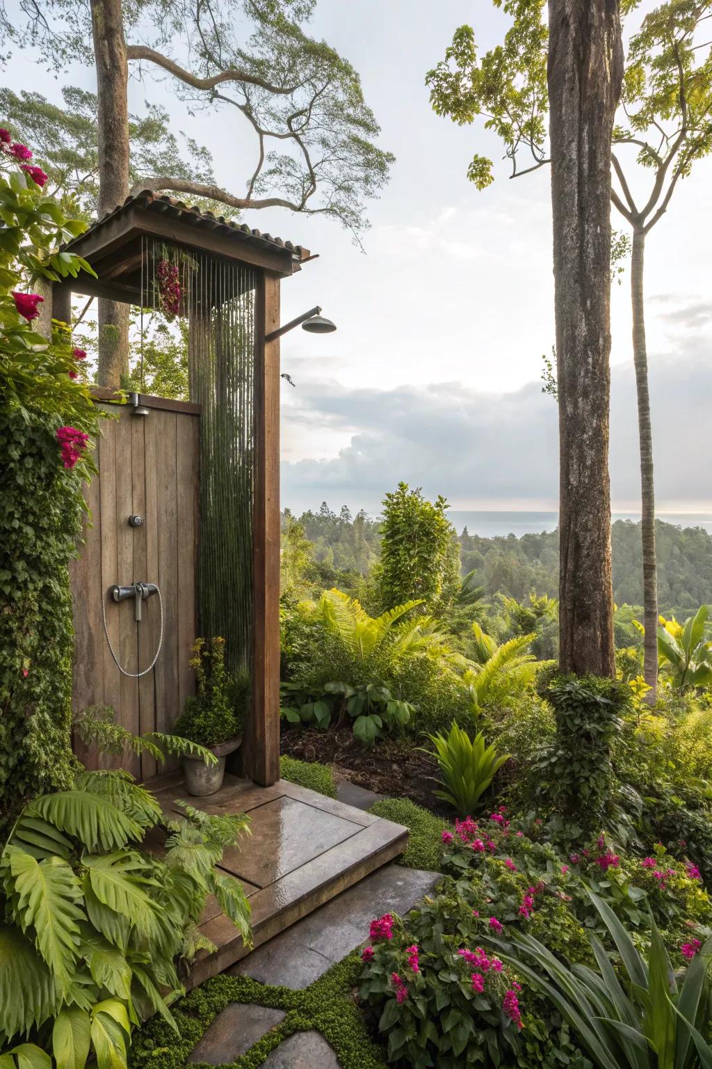Elevated garden showers blending nature with luxury.