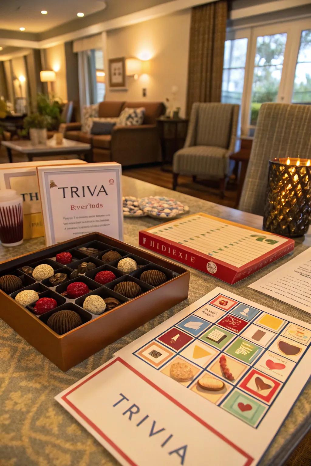 Guests enjoying a lively chocolate trivia game.