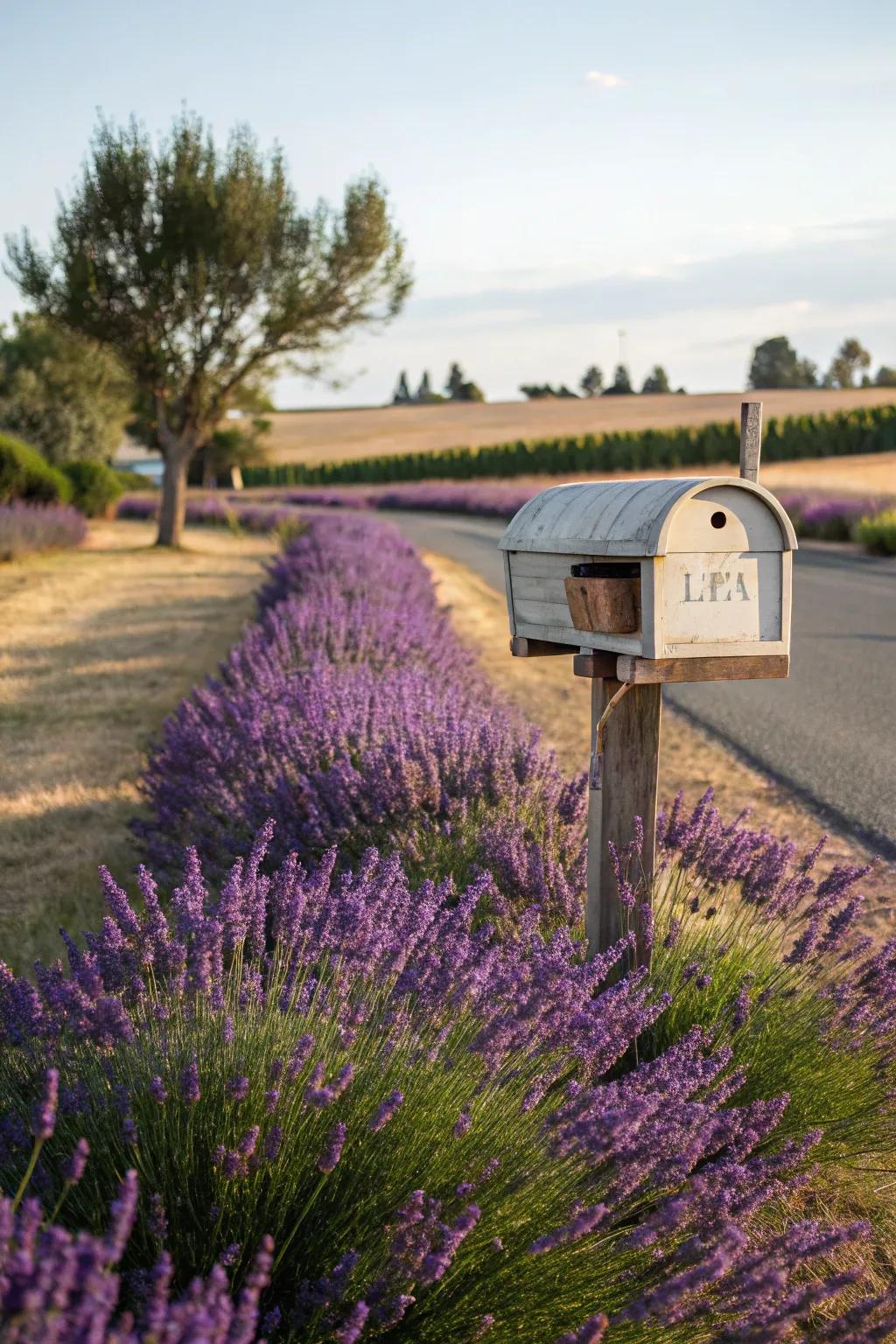 Lavender adding classic beauty and fragrance to mailbox gardens.