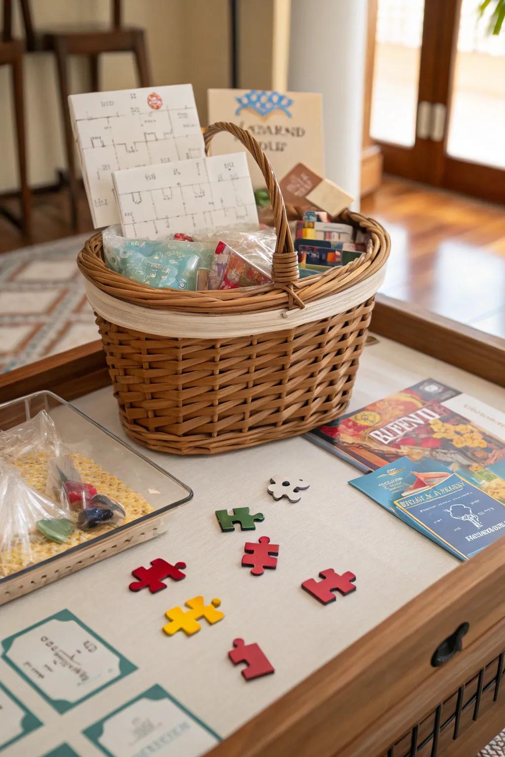 Interactive gift basket that doubles as a fun activity.