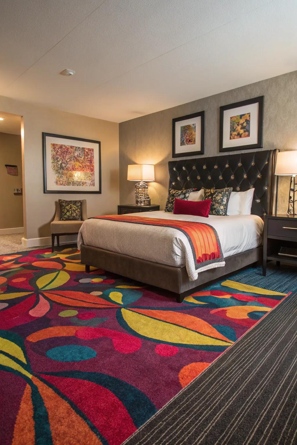 Vibrant colors create a bold focal point in your bedroom.