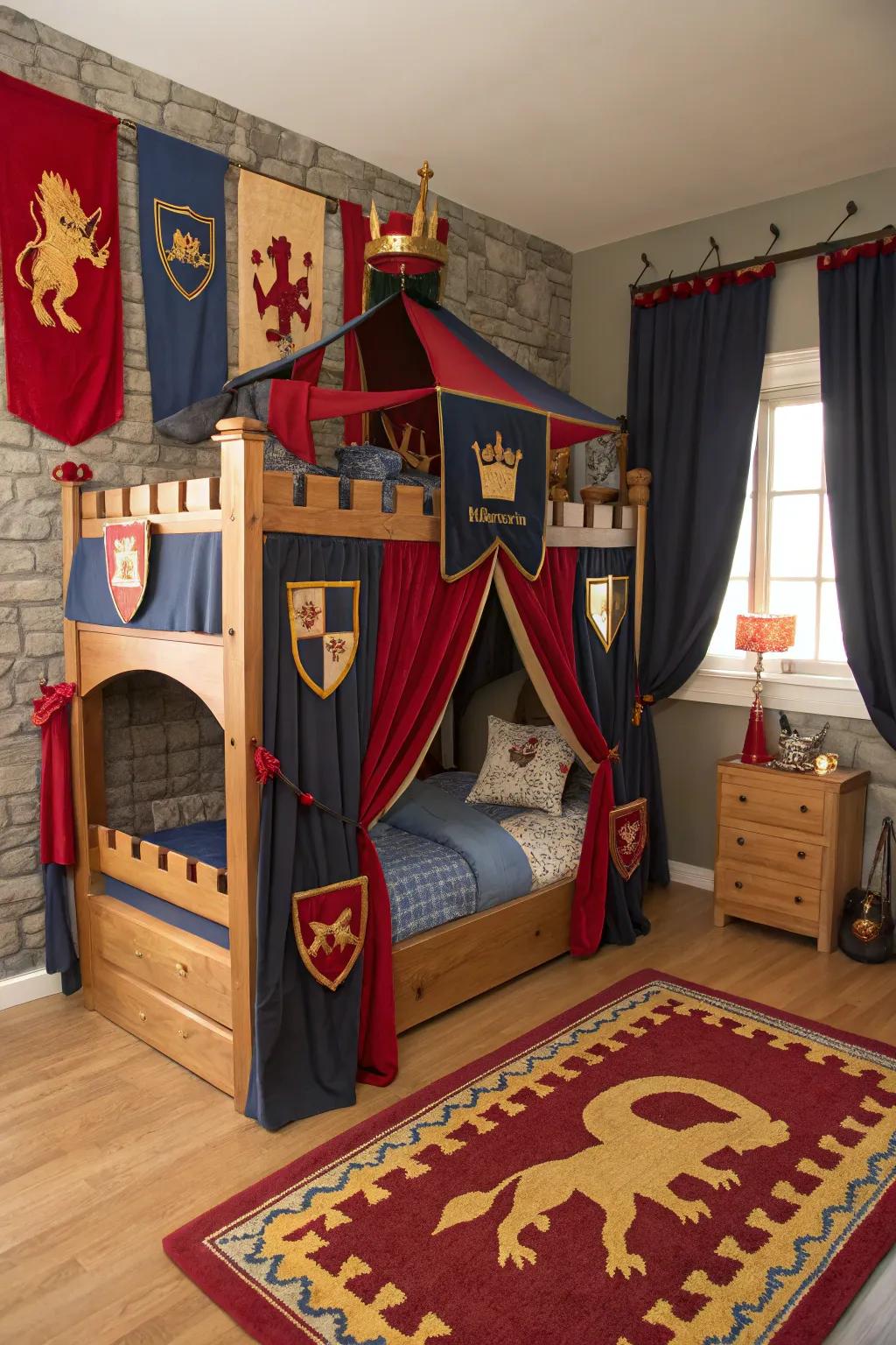 Sleep like royalty in a castle-inspired canopy bed.