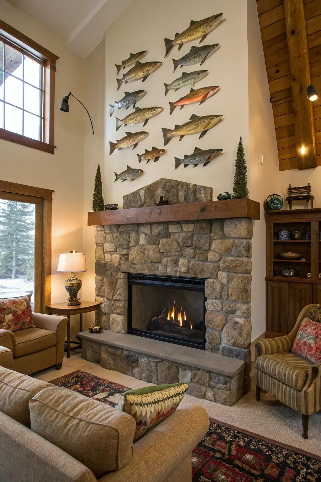 Fish decoys bring artistic flair to interiors.