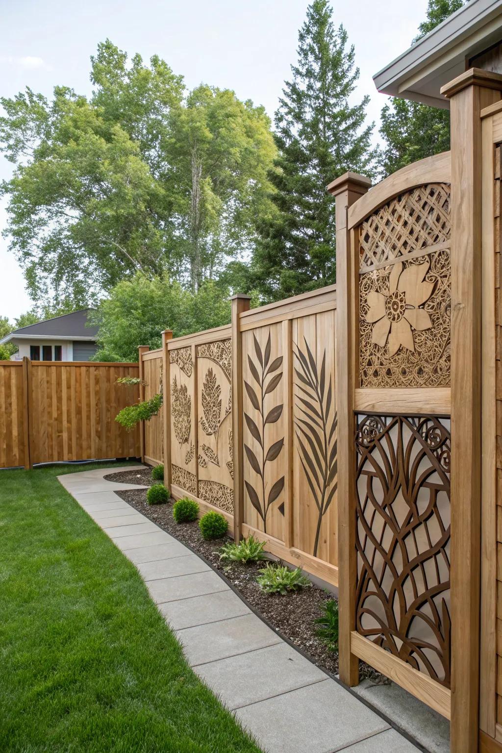 Decorative wooden panels enhancing privacy and style.