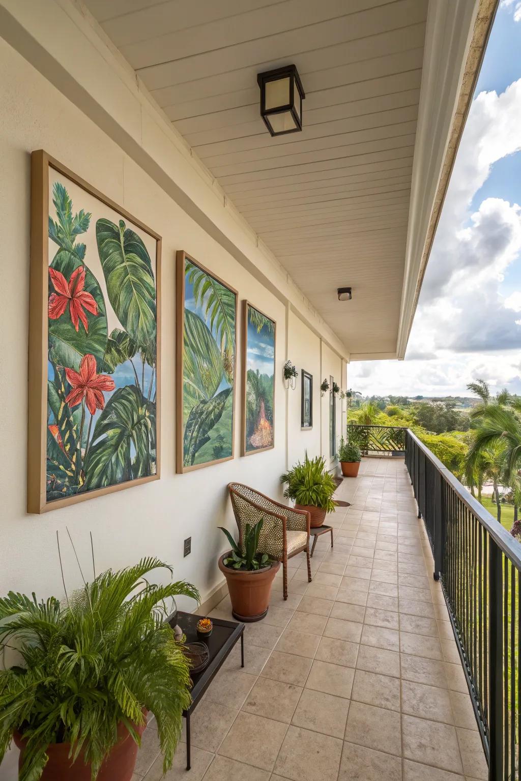 Decorate with tropical-themed artwork to enhance the vibe.