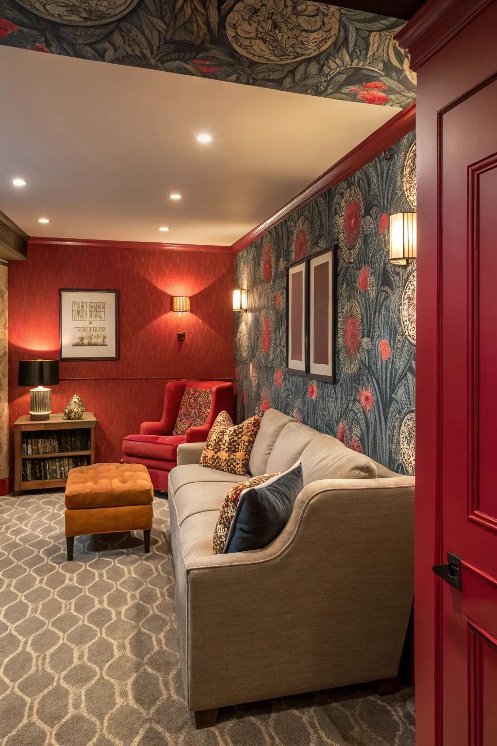 Accent wall adds dimension and focus.