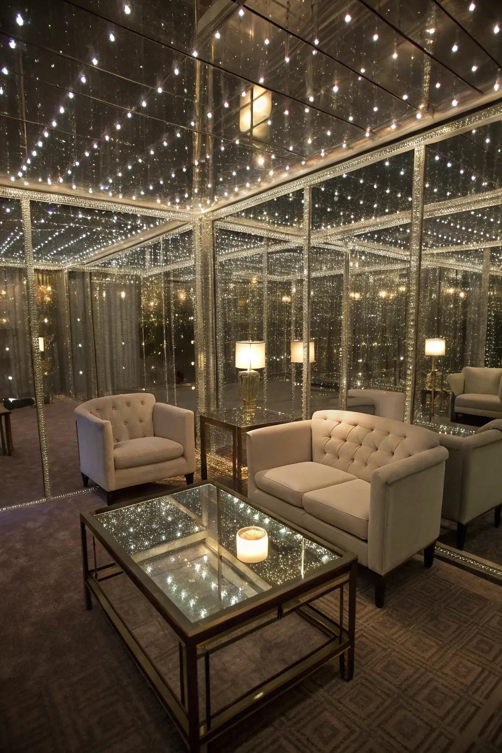 Mirrors and glossy surfaces create spacious illusions.