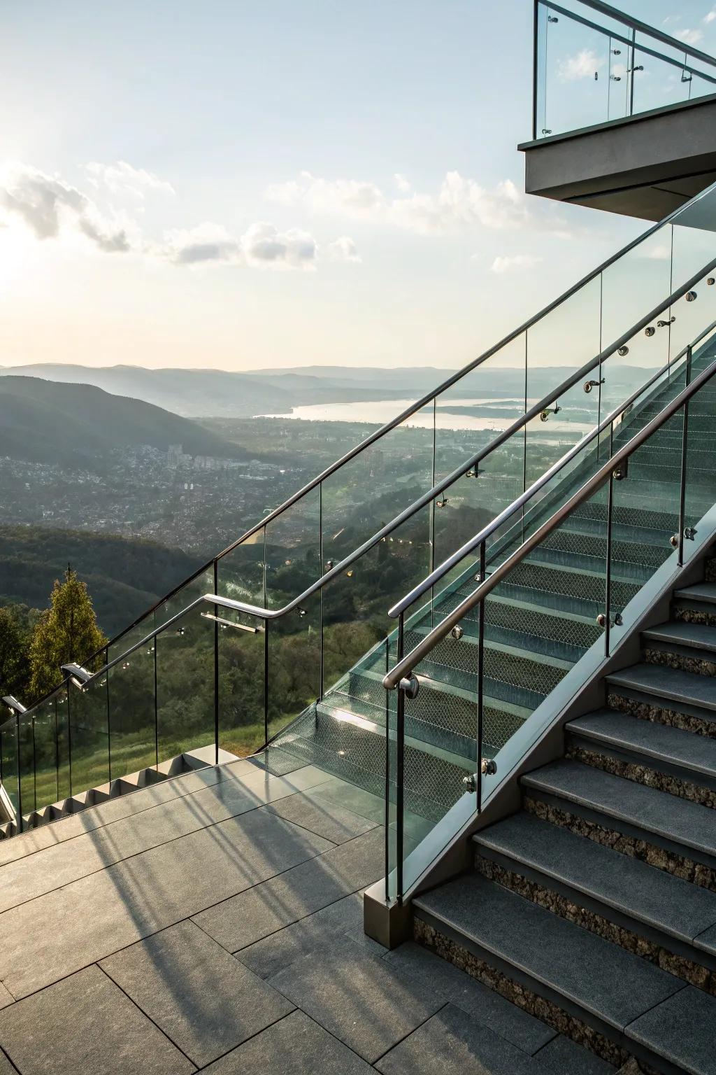 Glass balustrades preserve views while ensuring safety and style.