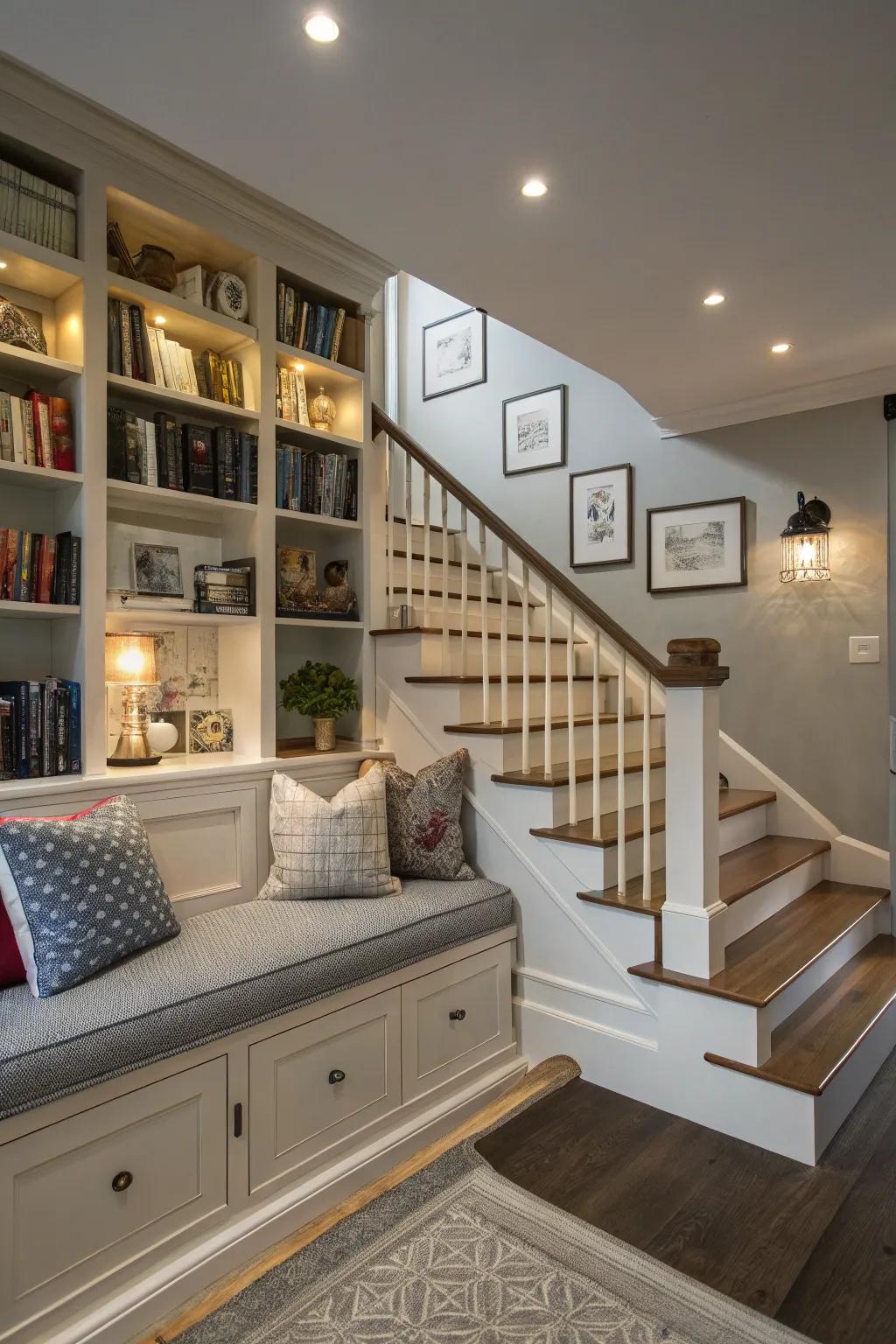 Dual-purpose steps combine functionality with creative design.