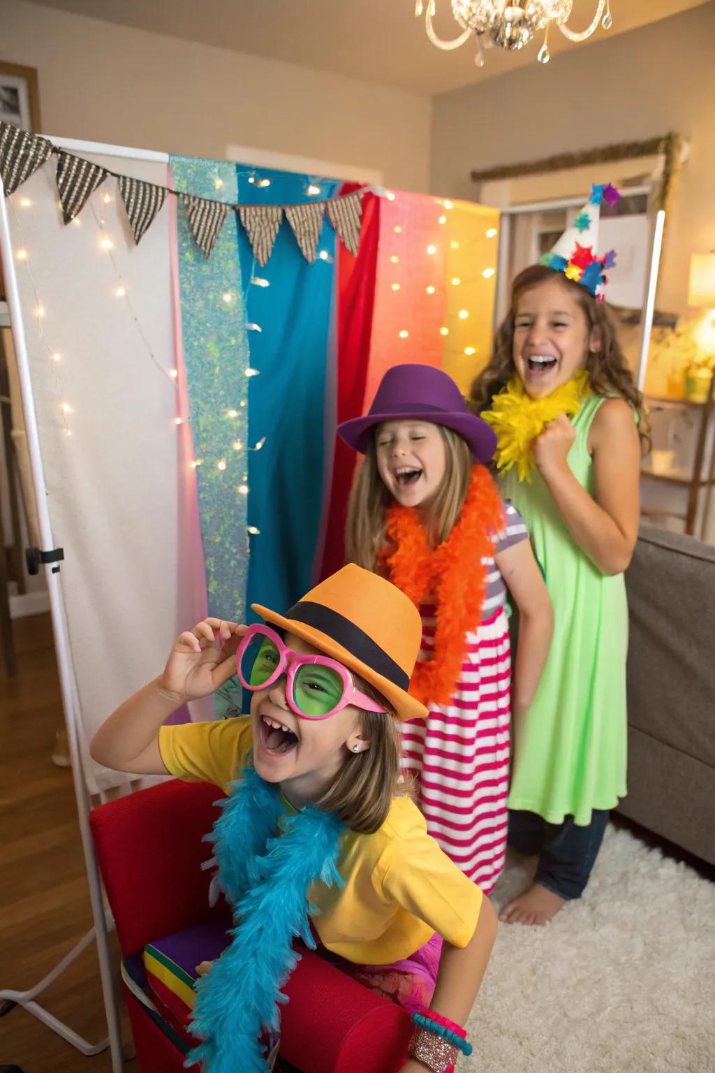 A DIY photo booth captures memories and fun.