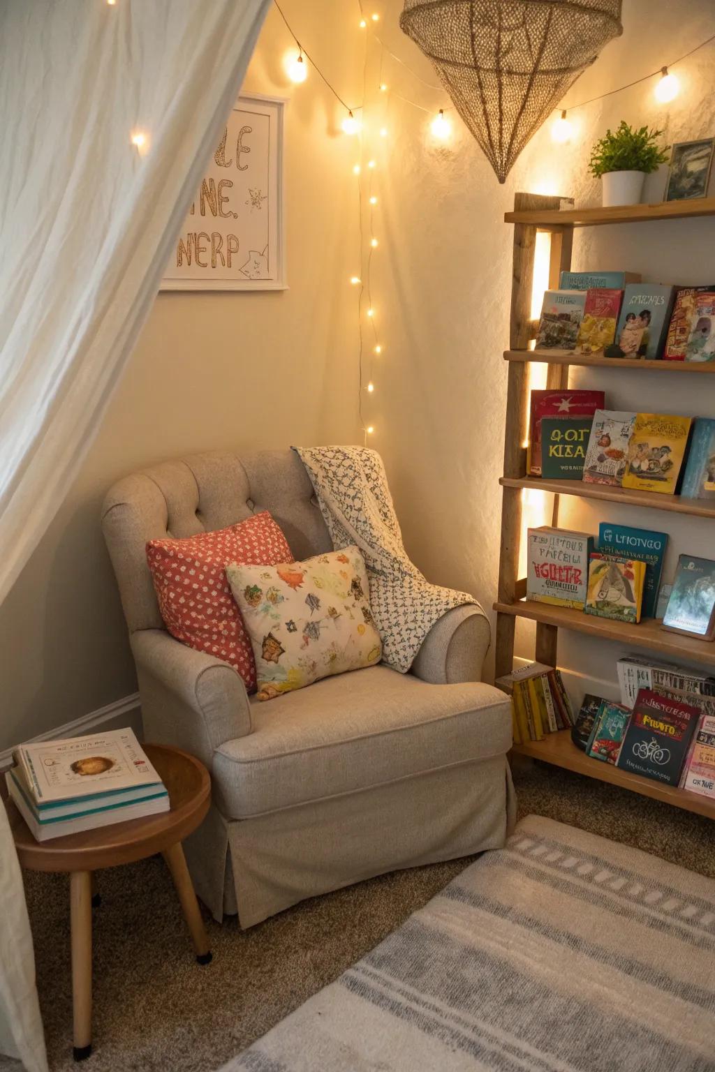 A cozy reading nook for quiet indoor retreats.
