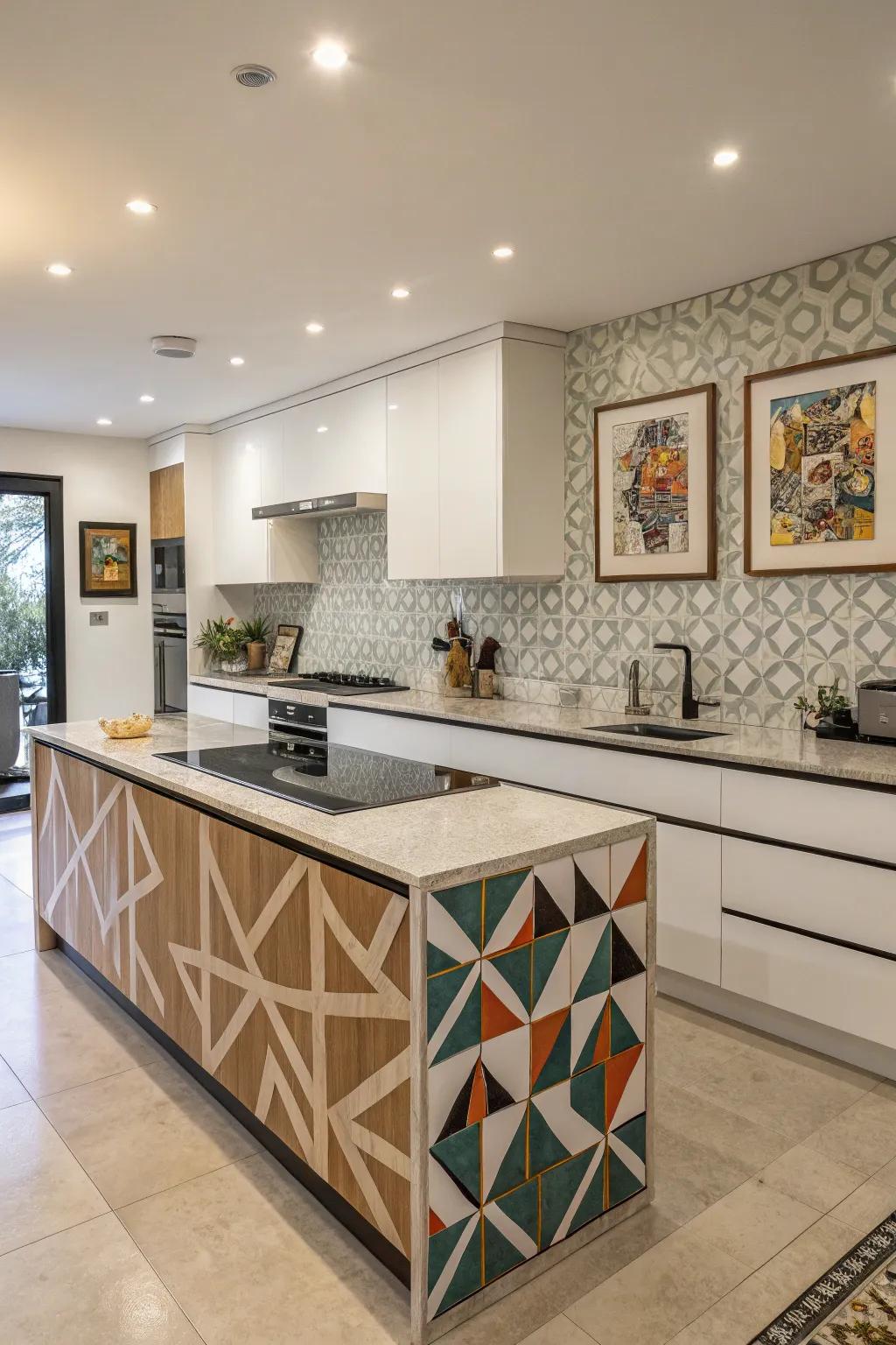 Geometric patterned laminate countertops