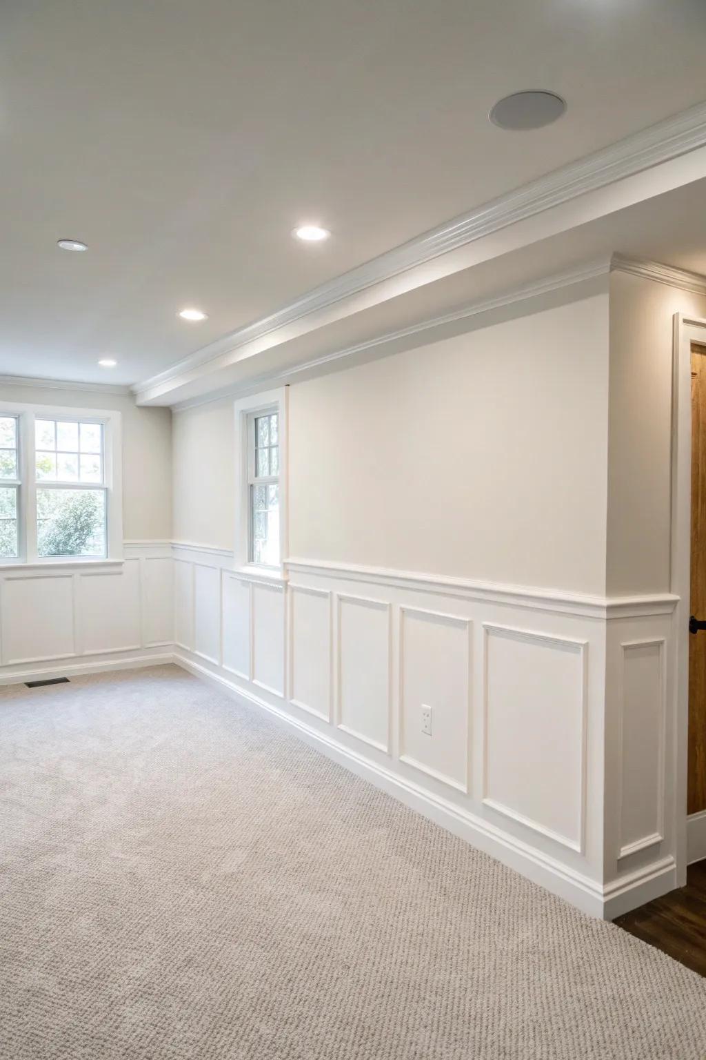 Minimalist half wall blending seamlessly with modern decor.