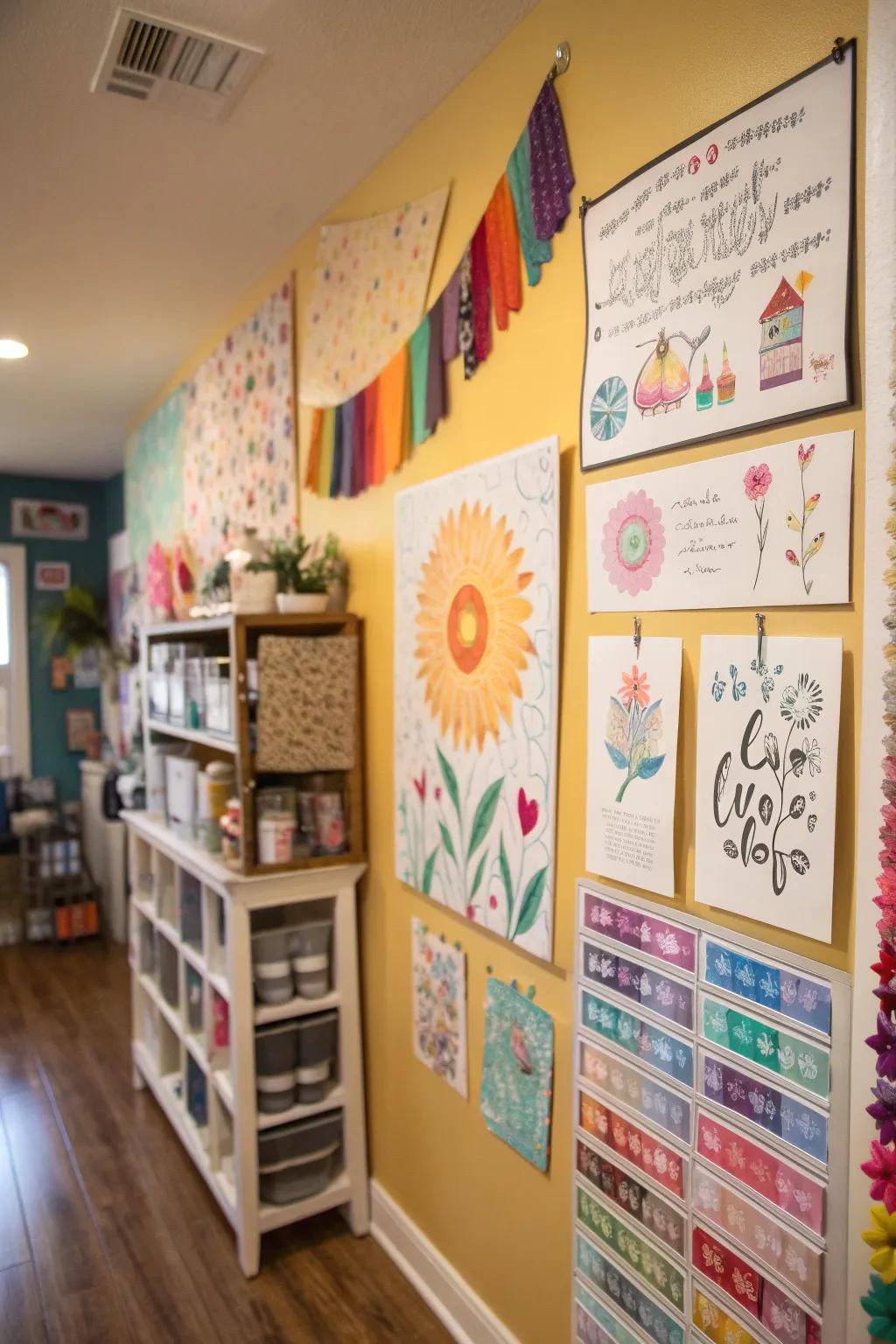 Inspirational decor uplifts your craft space and encourages creativity.