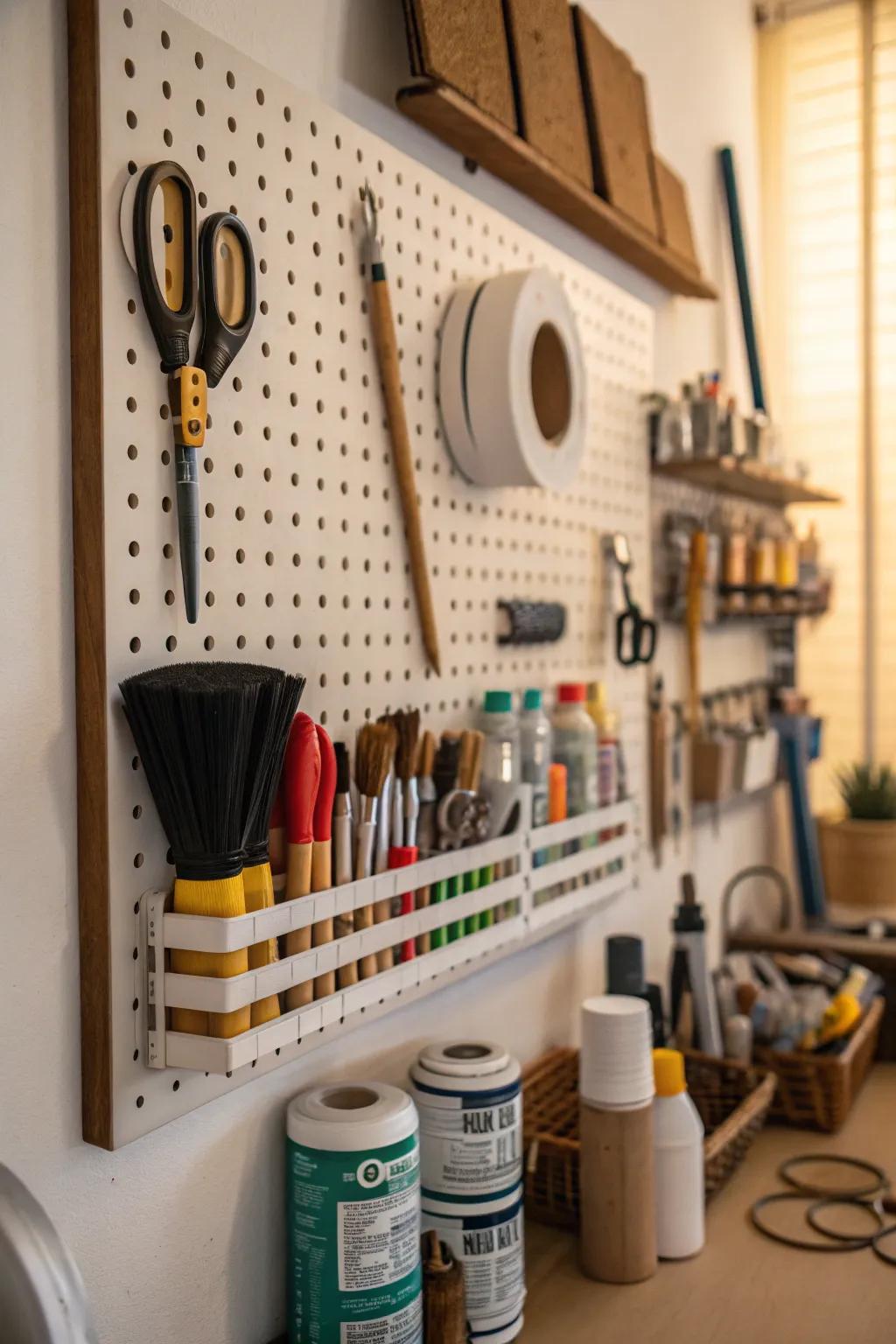 Pegboards simplify organization and add a decorative element to your craft room.