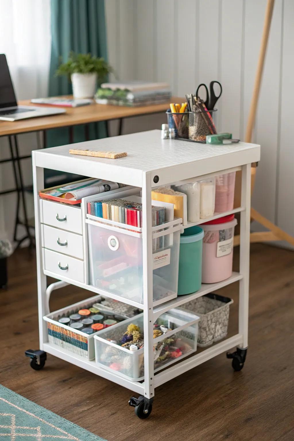Portable work surfaces adapt to your crafting needs and space limitations.