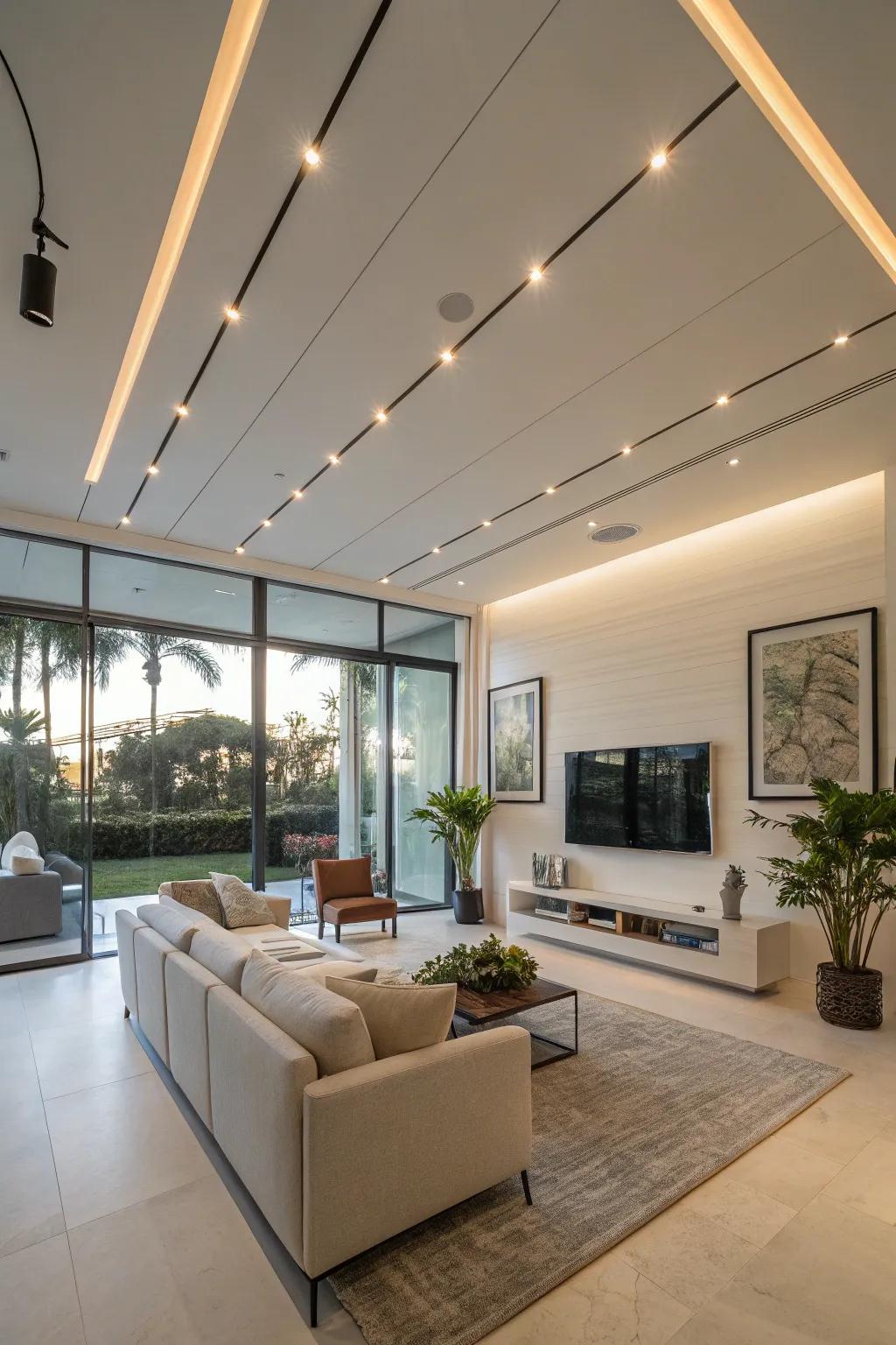 Achieve a modern look with integrated cable lighting.