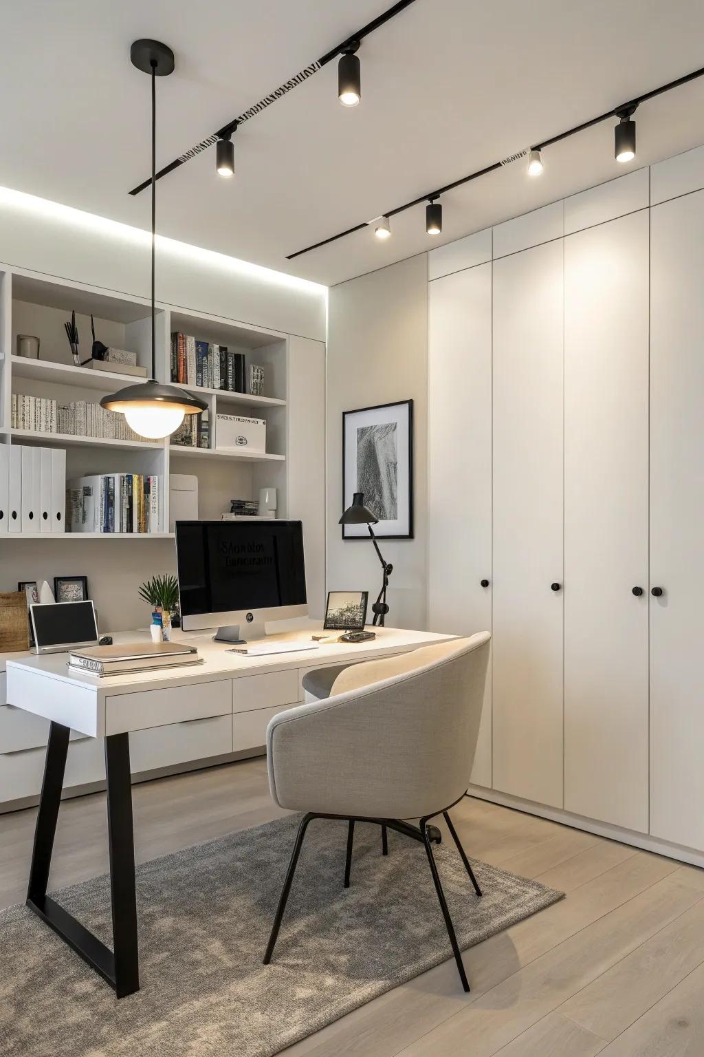 Create a clean, efficient workspace with minimalist cable lighting.