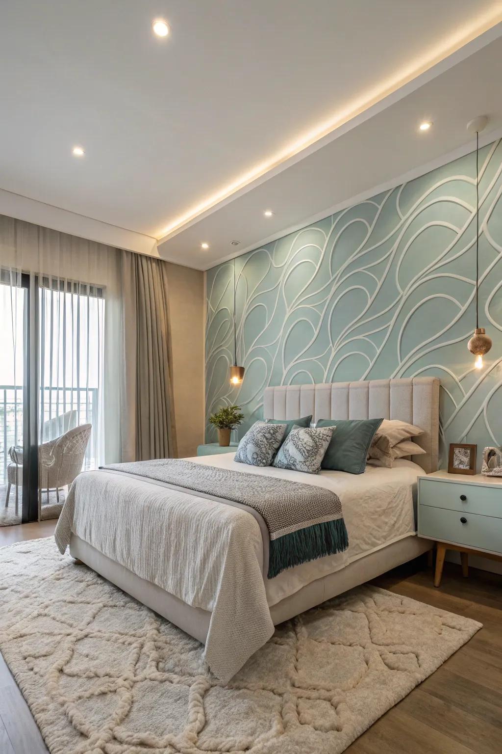 Curved wall patterns for calm.