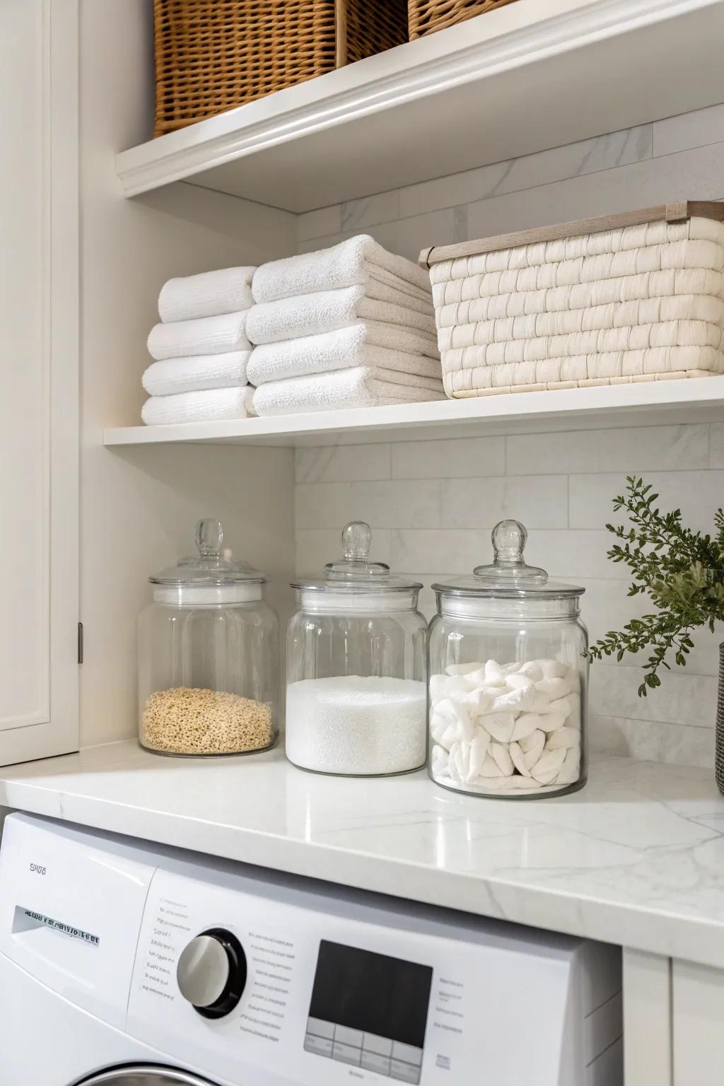 Minimalist jar setups emphasize simplicity and order.