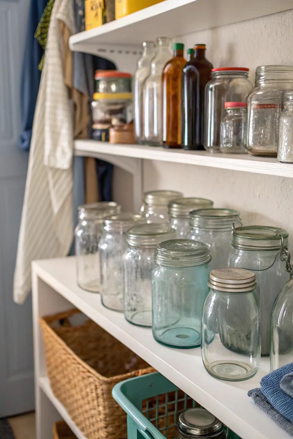 Varied jar sizes add depth and movement to displays.