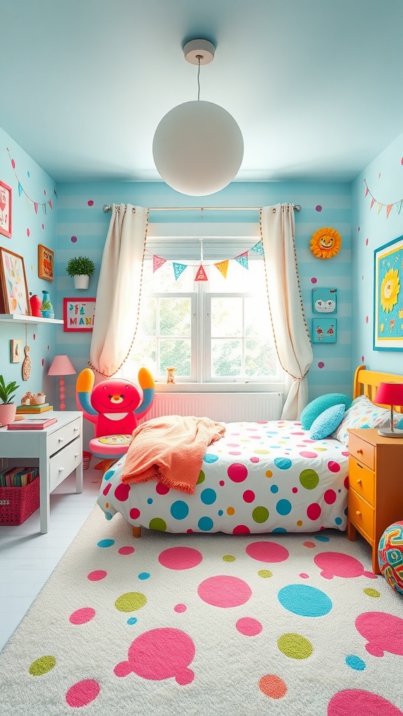 Colorful youth bedroom with playful decor