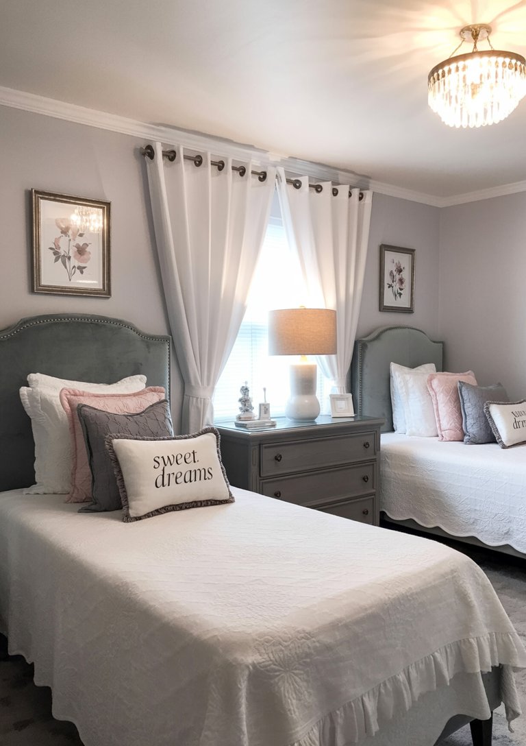 Neutral toned twin bedroom