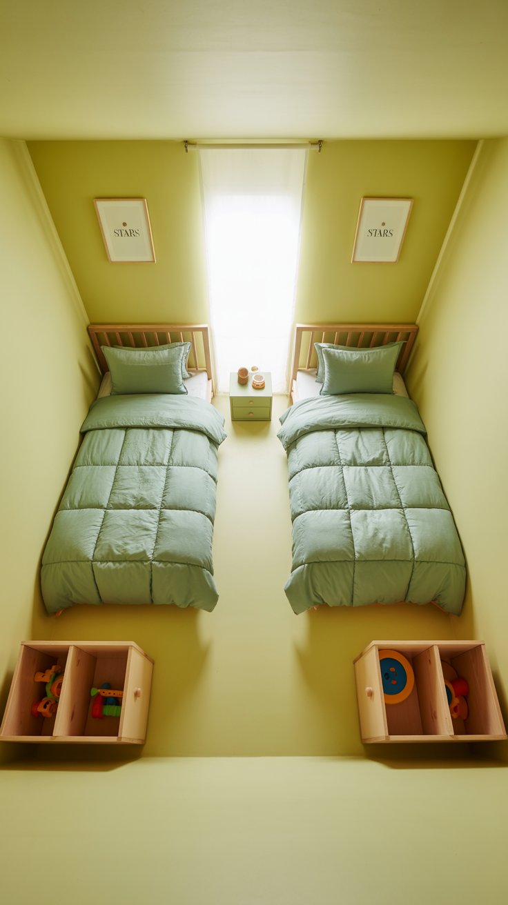 Efficient twin bed layout