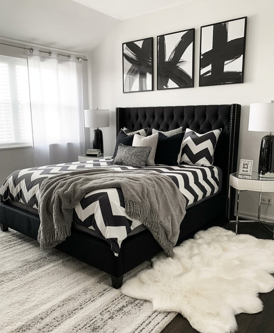 Sophisticated Monochrome Bedroom