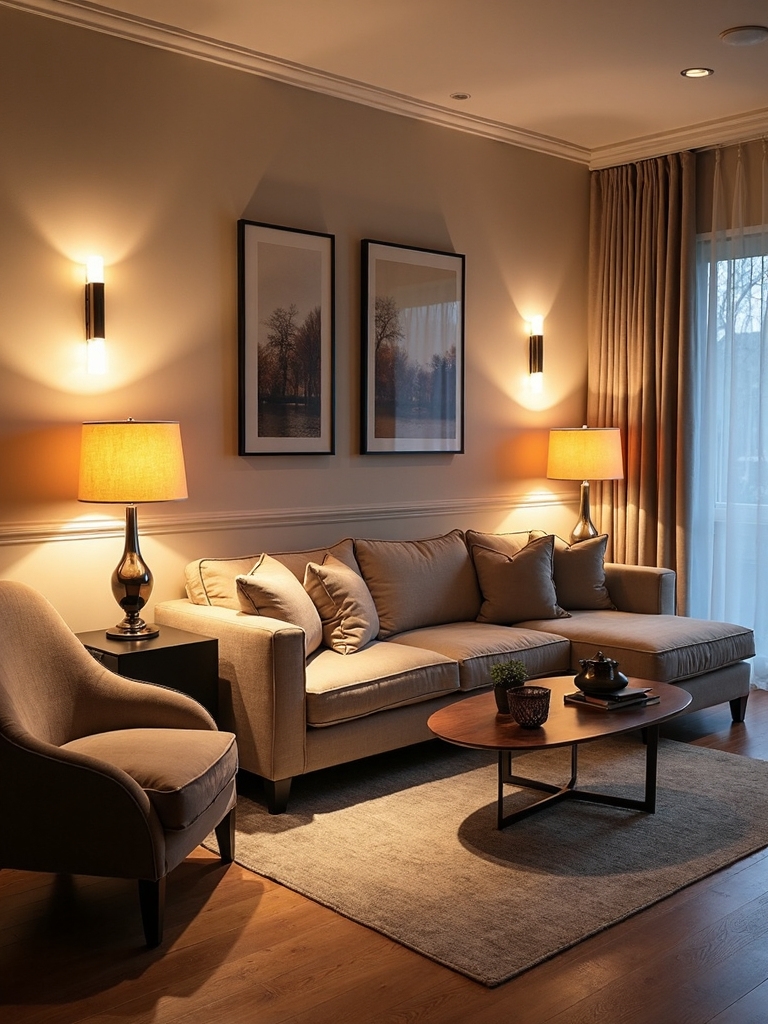 layered lighting creates cozy atmosphere