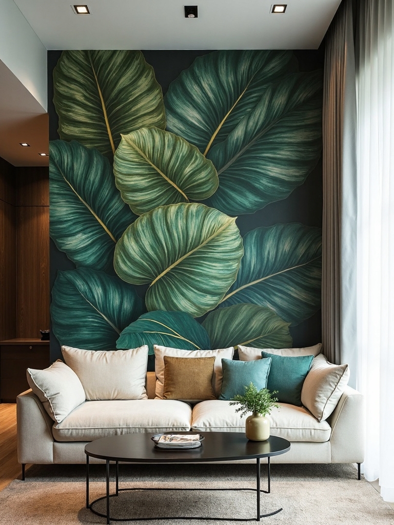 mural transforms small condo living space
