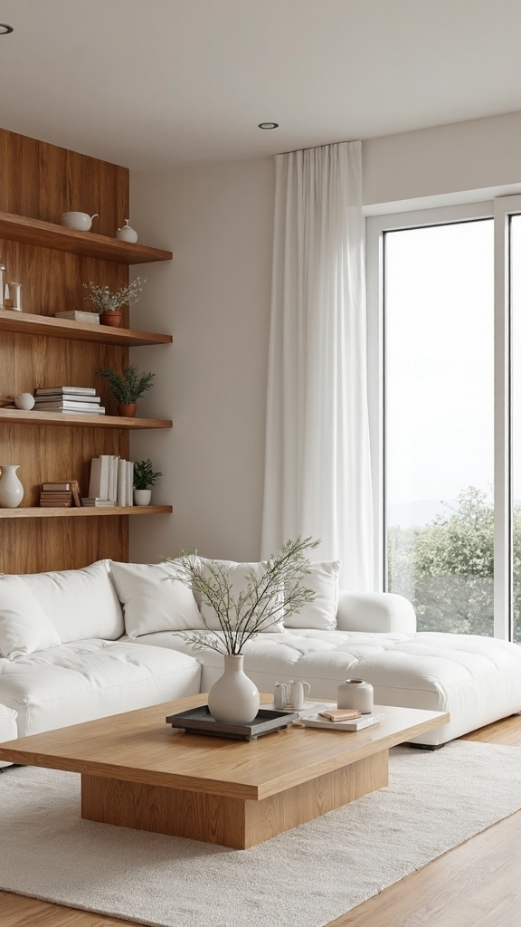 warm minimalist living room accents