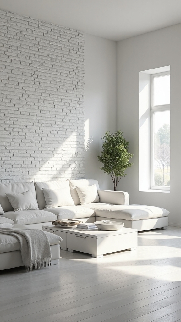 minimalist sophistication with textured accent wall