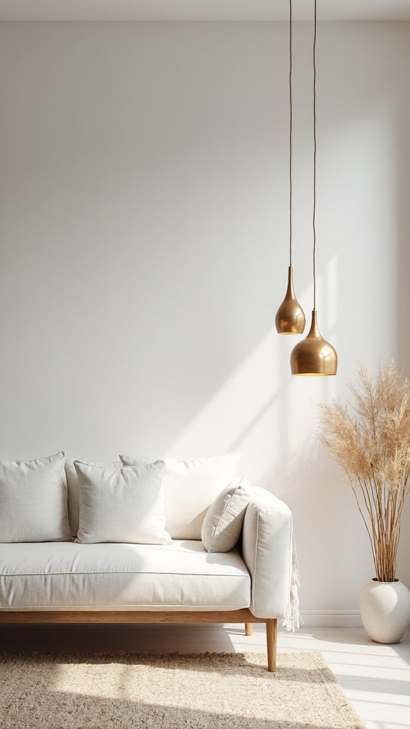 warm lighting balances minimalist white decor