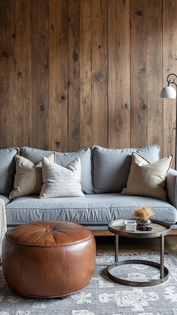 silver grey and reclaimed wood living room