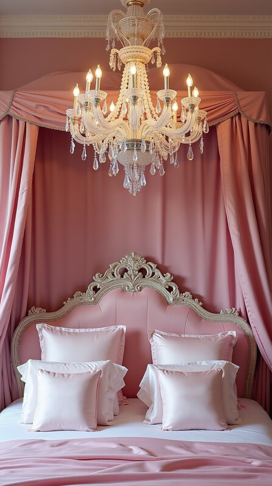 sparkling chandelier in Barbie bedroom