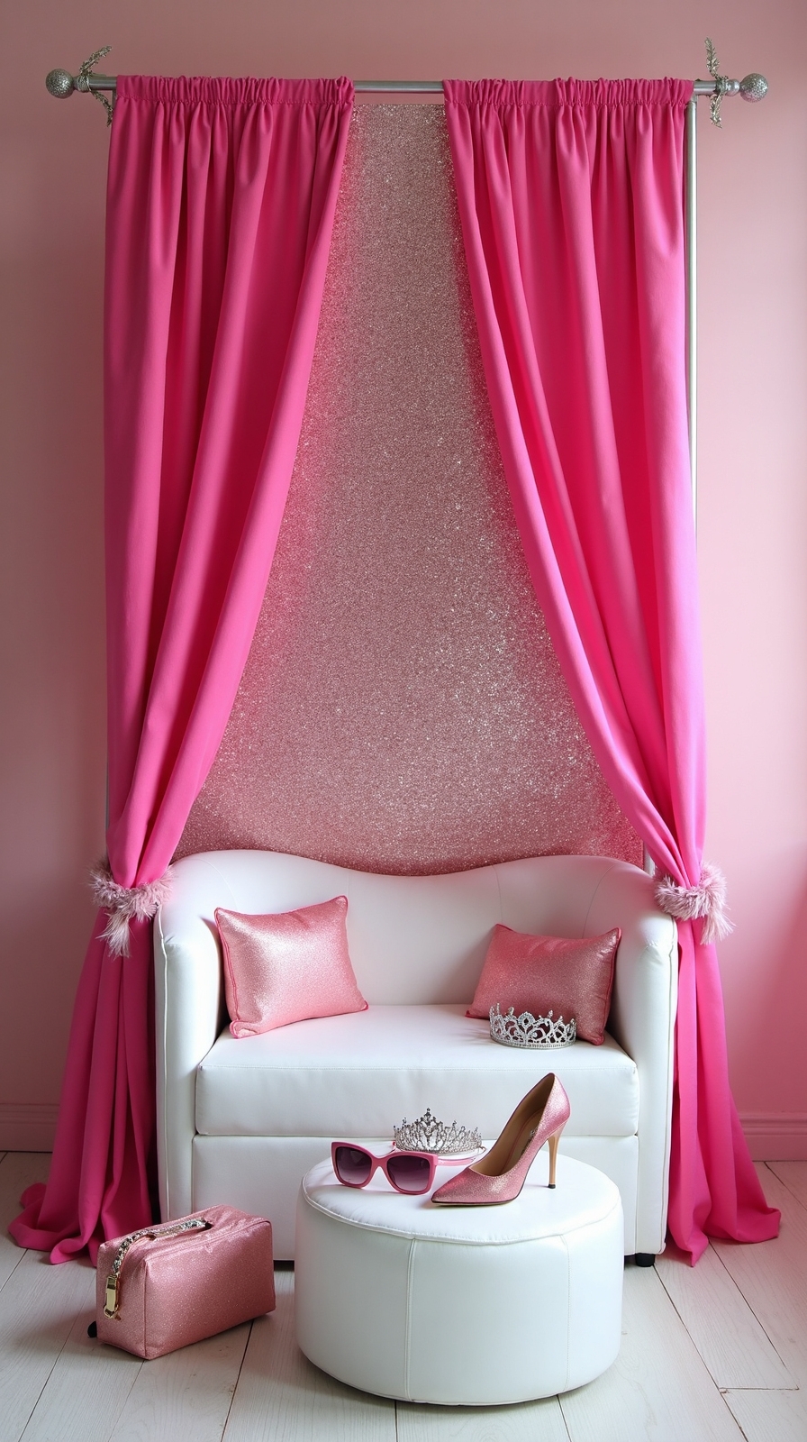 Barbie-themed photo booth corner