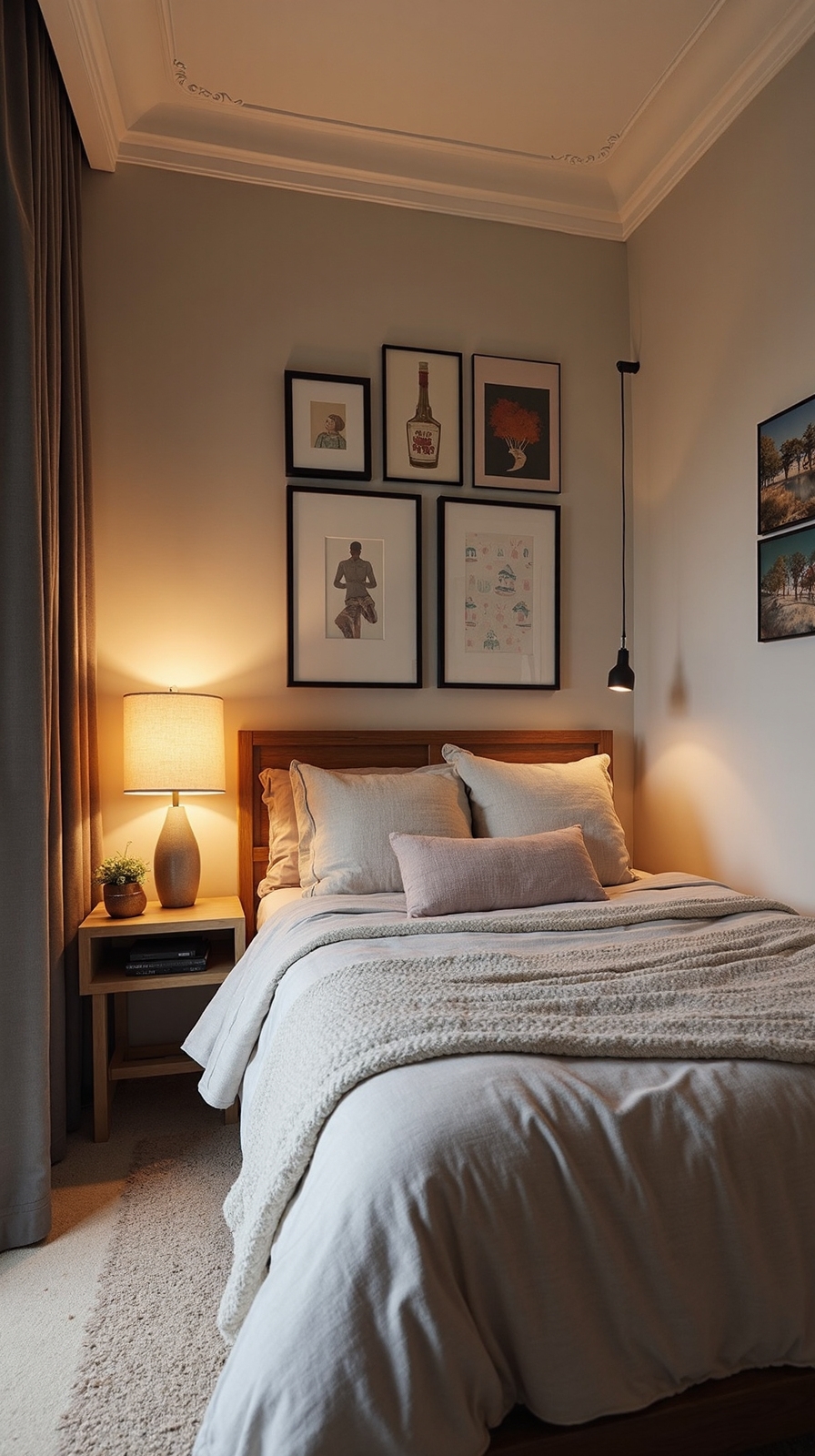 curated gallery wall above bed