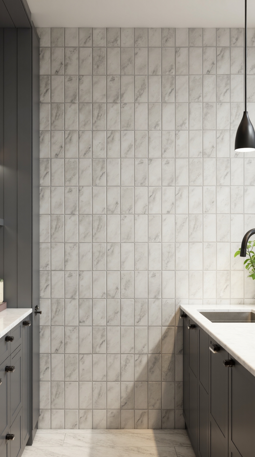 vertical tile backsplash design
